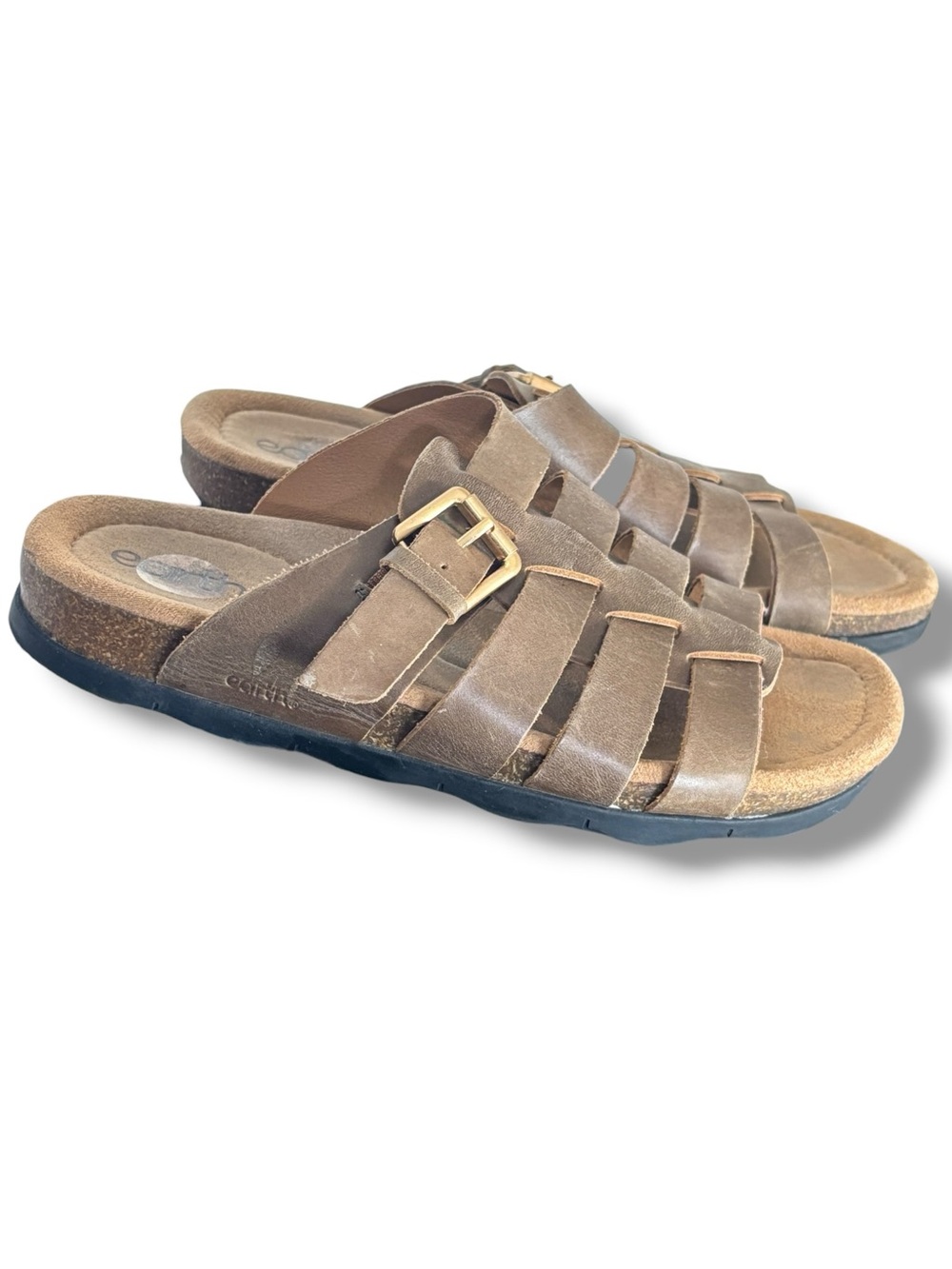 Earth Eteresa Leather Fisherman Sandal Brown Comfort Arch Support Walking 7M